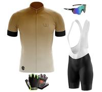 Abbigliamento Ciclismo Set Manica Corta Tuta Ciclismo Uomo Completo Ciclismo Estivo Per Bici Da MTB con Pantaloncini Imbottiti in Gel Traspirante (M,Typ-12)