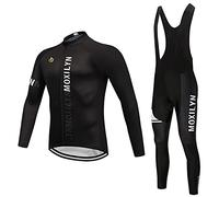 Abbigliamento Ciclismo Set Manica Lunga Completo da Ciclismo per Uomo con Imbottiti Silicone 20D ad Antivento asciugatura per MTB Ciclista Corsa All'aperto