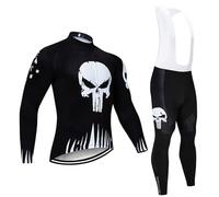 Abbigliamento Ciclismo Set Manica Lunga Completo da Ciclismo per Uomo con Imbottiti Silicone 20D ad Antivento asciugatura per MTB Ciclista Corsa All'aperto