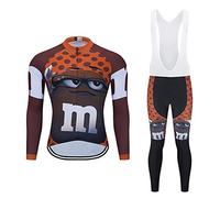 Abbigliamento Ciclismo Set Manica Lunga Completo da Ciclismo per Uomo con Imbottiti Silicone 20D ad Antivento asciugatura per MTB Ciclista Corsa All'aperto