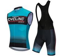 Abbigliamento Ciclismo Uomo Completo Bici MTB Estivo Maglia Ciclista,Maglietta Bicicletta Senza Maniche Gilet e Salopette Pantaloncini con 9D Gel Imbottiti,Tuta da Ciclo Asciugatura Rapida(9,L)