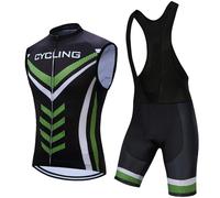 Abbigliamento Ciclismo Uomo Completo Bici MTB Estivo Maglia Ciclista,Maglietta Bicicletta Senza Maniche Gilet e Salopette Pantaloncini con 9D Gel Imbottiti,Tuta da Ciclo Asciugatura Rapida(13,3XL)