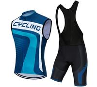 Abbigliamento Ciclismo Uomo Completo Bici MTB Estivo Maglia Ciclista,Maglietta Bicicletta Senza Maniche Gilet e Salopette Pantaloncini con 9D Gel Imbottiti,Tuta da Ciclo Asciugatura Rapida(11,5XL)