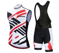 Abbigliamento Ciclismo Uomo Completo Bici MTB Estivo Maglia Ciclista Senza Maniche,Maglietta Bicicletta Gilet e Salopette Pantaloncini con 9D Gel Imbottiti,Tuta da Ciclo Asciugatura Rapida(2,XL)