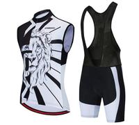 Abbigliamento Ciclismo Uomo Completo Bici MTB Estivo Maglia Ciclista Senza Maniche,Maglietta Bicicletta Gilet e Salopette Pantaloncini con 9D Gel Imbottiti,Tuta da Ciclo Asciugatura Rapida(16,XL)