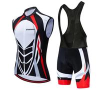 Abbigliamento Ciclismo Uomo Completo Bici MTB Estivo Maglia Ciclista Senza Maniche,Maglietta Bicicletta Gilet e Salopette Pantaloncini con 9D Gel Imbottiti,Tuta da Ciclo Asciugatura Rapida(17,XL)