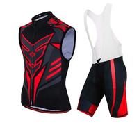 Abbigliamento Ciclismo Uomo Completo Bici MTB Estivo,Tuta Ciclista Maglietta da Ciclo Senza Maniche Gilet e Salopette Pantaloncini con 9D Gel Imbottiti,Maglia Bicicletta Asciugatura Rapida(2,L)