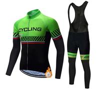 Abbigliamento Ciclismo Uomo Completo Bici MTB Invernale Tuta Ciclista,Maglietta Bicicletta Termico Vello Giacca Manica Lunga e Salopette Pantaloni con 19D Gel Imbottiti,Completi Maglia da Ciclo|8,XL