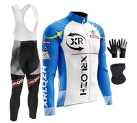Abbigliamento Ciclismo Uomo Invernale Completo Abbigliamento,Antivento | Manica Lunga Completo Strada MTB Bici,9D Imbottiti Gel,3 tasche posteriori,Caldo Mascher Guanti da ciclismo