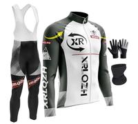 Abbigliamento Ciclismo Uomo Invernale Completo Abbigliamento,Antivento | Manica Lunga Completo Strada MTB Bici,9D Imbottiti Gel,3 tasche posteriori,Caldo Mascher Guanti da ciclismo