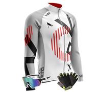 Abbigliamento Ciclismo Uomo Invernale Completo Abbigliamento Ciclismo Bici Pile Maglia Tuta Bicicletta +9D Gel pad Traspirante Sportivo (Cool T2,XXL)