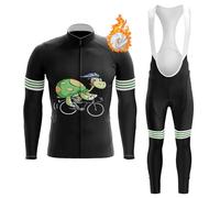 Abbigliamento Ciclismo Uomo Invernale Completo Bici MTB Maglia Ciclista Termico Vello,Maglietta Bicicletta Giacca Manica Lunga e Salopette Pantaloni con 19D Gel Imbottiti,Tuta da Ciclo Strada(B11,L)