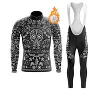 Abbigliamento Ciclismo Uomo Invernale Completo Bici MTB Tuta Ciclista Termico Vello,Maglietta Bicicletta Giacca Manica Lunga e Salopette Pantaloni con 19D Gel Imbottiti,Maglia da Ciclo Strada(E9,L)