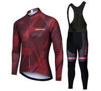 Abbigliamento Ciclismo Uomo Tuta da Ciclista Completo Bici MTB Maniche Lunghe,Maglietta Bicicletta Giacca e Salopette Pantaloni con 19D Gel Imbottiti,Completi Maglia da Ciclo Primavera Autunno|3,XL