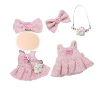 Abbigliamento compatibile con Labubu bambole, abbigliamento con clip per abbigliamento solo per le bambole di peluche da 17 cm, non incluse nella confezione (rosa)