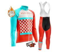 Abbigliamento Completo Ciclismo Uomo Tuta Bici da Corsa Invernale Maglia MTB Manica Lunga + Salopette Imbottiti+Polarizzati Occhiali Da Ciclismo... (L,TypB-7)