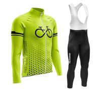 Abbigliamento Completo Ciclismo Uomo Tuta Bici da Corsa Invernale Maglia MTB Manica Lunga + Salopette Imbottiti con Gel 9D MTBGel Caldo e antivento (TYPE-6A,M)