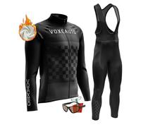 Abbigliamento Completo Ciclismo Uomo Tuta Bici da Corsa Invernale Maglia MTB Manica Lunga + Salopette Imbottiti+Polarizzati Occhiali Da Ciclismo... (XXL,TypB-6)