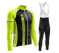 Abbigliamento Completo Ciclismo Uomo Tuta Bici da Corsa Invernale Maglia MTB Manica Lunga + Salopette Imbottiti con Gel 9D MTBGel Caldo e antivento (TYPE-8A,S)