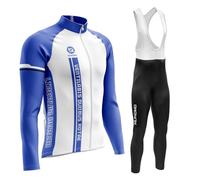 Abbigliamento Completo Ciclismo Uomo Tuta Bici da Corsa Invernale Maglia MTB Manica Lunga + Salopette Imbottiti con Gel 9D MTBGel Caldo e antivento (TYPE-4A,S)