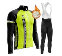 Abbigliamento Completo Ciclismo Uomo Tuta Bici da Corsa Invernale Maglia MTB Manica Lunga + Salopette Imbottiti con Gel 9D MTBGel Caldo e antivento (TYPE-5B,4XL)