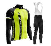 Abbigliamento Completo Ciclismo Uomo Tuta Bici da Corsa Invernale Maglia MTB Manica Lunga + Salopette Imbottiti con Gel 9D MTBGel Caldo e antivento (TYPE-5A,S)