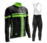 Abbigliamento Completo Ciclismo Uomo Tuta Bici da Corsa Invernale Maglia MTB Manica Lunga + Salopette Imbottiti con Gel 9D MTB Ciclista Corsa All'aperto (TYPE-3A,XL)