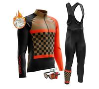 Abbigliamento Completo Ciclismo Uomo Tuta Bici da Corsa Invernale Maglia MTB Manica Lunga + Salopette Imbottiti+Polarizzati Occhiali Da Ciclismo... (M,TypB-5)