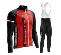 Abbigliamento Completo Ciclismo Uomo Tuta Bici da Corsa Invernale Maglia MTB Manica Lunga + Salopette Imbottiti con Gel 9D MTBGel Caldo e antivento (TYPE-2A,S)