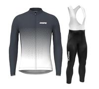 Abbigliamento Completo Ciclismo Uomo Tuta Bici da Corsa Invernale Maglia MTB Manica Lunga + Salopette Imbottiti con Gel 9D MTBGel Traspirante e ad Asciugatura (TYPE-3A,S)