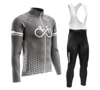 Abbigliamento Completo Ciclismo Uomo Tuta Bici da Corsa Invernale Maglia MTB Manica Lunga + Salopette Imbottiti con Gel 9D MTBGel Caldo e antivento (TYPE-7A,S)