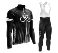 Abbigliamento Completo Ciclismo Uomo Tuta Bici da Corsa Invernale Maglia MTB Manica Lunga + Salopette Imbottiti con Gel 9D MTBGel Caldo e antivento (TYPE-9A,S)