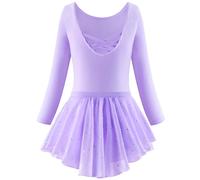 Abbigliamento da Balletto per Bambini, Abito da Ballo da Ballo da Ragazza, Bottena di Cotone, Paillettes Paubili in Chiffon Tutu Gonna,Viola,100