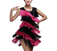 Abbigliamento da ballo latino nappa salsa samba abito da festa tango rumba gonne a frange latina dance costume da donna concorrenza prestazioni costume sala da ballo festival abiti, Colore: rosa., S