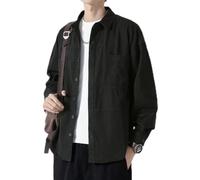 Abbigliamento da lavoro casual da uomo a maniche lunghe tinta unita per cappotto versatile camicia strato base (M nero)