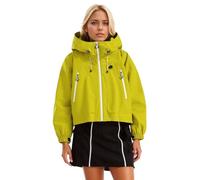 Abbigliamento da montagna da donna con cappuccio tasca con cerniera giacca impermeabile taglia grande giacca antivento escursionismo campeggio all'aperto, giallo, L