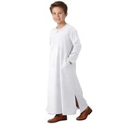 Abbigliamento da preghiera per bambini, abbigliamento islamico per ragazzi, Abaya, giovane, manica lunga, Kaftan arabo con tasca, Thobe musulmano, Robe musulmano, Thobe islamico lungo, Robe musulmano