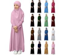 Abbigliamento da preghiera per ragazze Ramadan Burka Khimar Abaya Set abiti islamici Abito da preghiera Abiti musulmani Khimar Abaya Set Bambini Abbigliamento da preghiera per donne Namaz Elbisesi