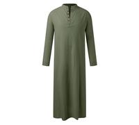 Abbigliamento da Preghiera Per Uomini Retrò Abiti Musulmani Caftano Abaya Uomo Dubai Robe Medio Oriente Etnico Saudita Arabo Afghano Abbigliamento Islamico Arabo Con Tasche, 02# verde., M