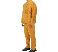 Abbigliamento da Saldatura in Pelle Giacca Spaccata Resistente al Calore e Alla Fiamma con Tasche per Attrezzi Carpenteria Meccanica per Uomini e Donne (Color : Yellow, Size : XXL)