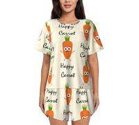 Abbigliamento da salotto insieme del pigiama delle donne della carota felice con le cime e i pantaloncini della manica corta per la casa rilassata, Nero , S