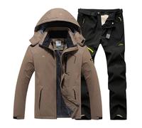 Abbigliamento da sci invernale da uomo, con cappuccio, per attività all'aperto, sport sulla neve, tempo libero, abbigliamento funzionale, impermeabile, traspirante, antivento, protezione dal freddo