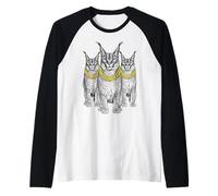 Abbigliamento da Strada retrò Big Floppa Caracal Cat Meme Rap Old School Maglia con Maniche Raglan