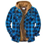 Abbigliamento da uomo Europa, America, autunno e inverno spesso cotone imbottito plaid a maniche lunghe giacca con cappuccio largo-B, 10#, L