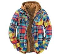 Abbigliamento da uomo Europa, America, autunno e inverno spesso cotone imbottito plaid a maniche lunghe giacca con cappuccio largo-B, 3#, L