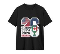 Abbigliamento da Uomo per Coppa del Mondo, Cotone Puro,Girocollo Tshirt Palestra Uomo con Elementi della Coppa del Mondo T Shirt Uomo per L'Estate,Nero-M
