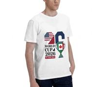Abbigliamento da Uomo per Coppa del Mondo, Cotone Puro,Girocollo Tshirt Palestra Uomo con Elementi della Coppa del Mondo T Shirt Uomo per L'Estate,Bianco-XL