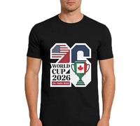 Abbigliamento da Uomo per World Cup 2026, Cotone Puro,Girocollo T Shirt Personalizzata con Elementi della Coppa del Mondo Maglietta per L'Estate,Nero-XXL