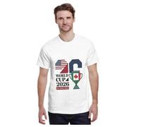 Abbigliamento da Uomo per World Cup 2026, Cotone Puro,Girocollo T Shirt Personalizzata con Elementi della Coppa del Mondo Maglietta per L'Estate,Bianco-XL