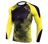 Abbigliamento da Uomo Tondo Moda Camouflage Fitss Vestiti SL T-Shirt A Compressione Top A Maniche Lunghe Strato di Base T-Shirt Cdry Running Top Magliette Sportive Fitss Ro Clbing, D-Yello, XL